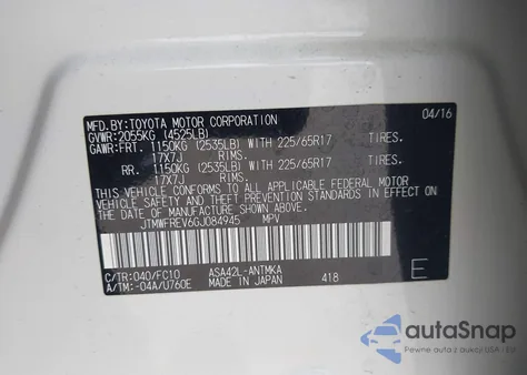 2016 Toyota Rav4 Xle from USA, damaged, VIN JTMWFREV6GJ084945